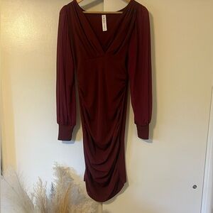 Elegant Burgundy Long Sleeve Dress